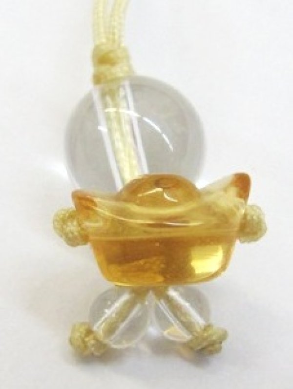 画像1: ストラップ　ちびっ子水晶　合成シトリン元宝　　　　品番： 6715