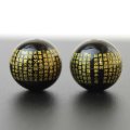 カービング　般若心経(金彫)　オニキス　10mm　　品番： 7753