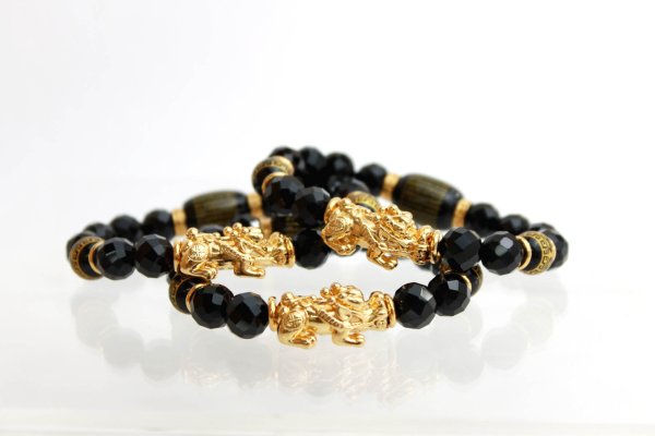 画像6: デザインブレス　オニキスカット×ひきゅう×般若心経　　品番： 3932