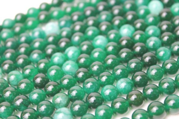 画像5: 連　染クォーツァイト　グリーンミックス　丸　 8mm　　　　品番： 9231