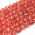 連　合成チェリークォーツ　カット　 8mm　　　　品番： 4164
