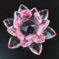 クリスタルガラス蓮花台　ピンクカラー　小サイズ　　品番： 10084
