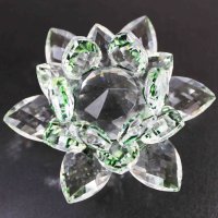 クリスタルガラス蓮花台　グリーンカラー　大サイズ　　品番： 10154