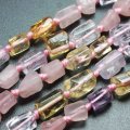 連 　変形　ミックスクォーツ　ラフ　四角　不定形　約6から8mm　　品番： 11735
