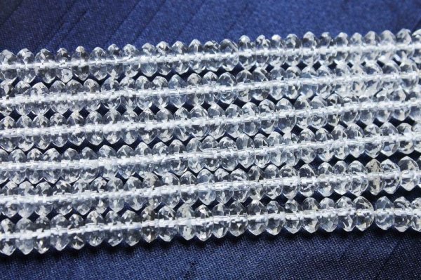 画像3: 【鑑別済み】　連　水晶　クリスタル　ソロバンカット　6mm×3mm　品番： 10341