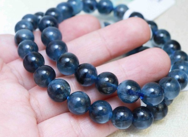 画像4: ブレス　ブラックアクアマリン　ブラジル産　約8.5mm　　品番： 10835