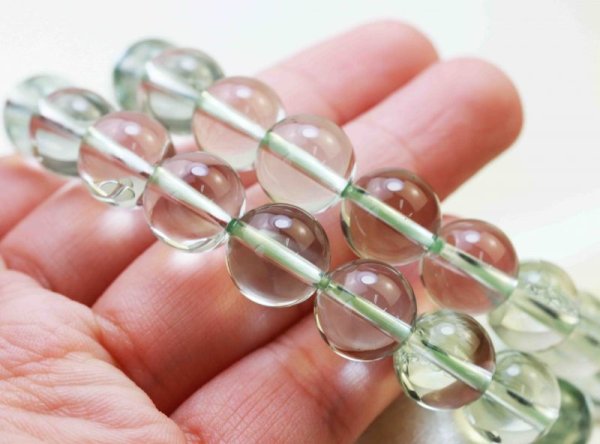 画像4: ブレスレット　ブラジル産　グリーンアメジスト　プラジオライト　10mm　品番： 10143