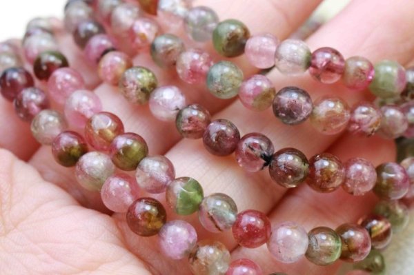 画像4: 【激安】　ブレスレット　ウォーターメロントルマリン　約5mm　品番： 11788