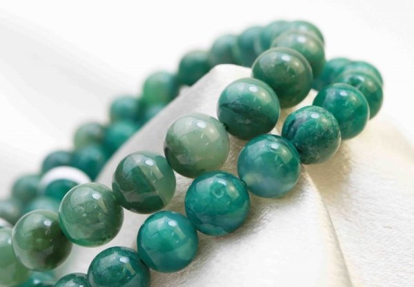 画像3: 【激安】　ブレスレット　鑑別済み　天然　グリーンカルセドニー　約8mm　品番： 10042