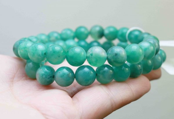 画像6: 【激安】　ブレスレット　鑑別済み　天然　グリーンカルセドニー　約7.5mm　品番： 10805