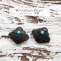 【一粒売り】ウッドビーズ　松　パイン　黒檀　エボニー　フェイクターコイズ　約16×19mm　　※ポイント対象外　品番： 10996