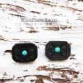 【一粒売り】ウッドビーズ　八角形　葉　リーフ　黒檀　エボニー　フェイクターコイズ　約12×16mm　　※ポイント対象外　品番： 11641