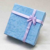 【現品限り】プレゼント　ギフト　ボックス　レディース　リボン付き　ペーパーボックス　紙箱　ブルー　青　　品番：12103