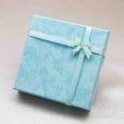 画像1: 【現品限り】プレゼント　ギフト　ボックス　レディース　リボン付き　ペーパーボックス　紙箱　ミントブルー　薄青　　品番：12102 (1)