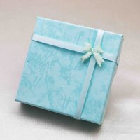 【現品限り】プレゼント　ギフト　ボックス　レディース　リボン付き　ペーパーボックス　紙箱　ミントブルー　薄青　　品番：12102