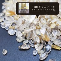 さざれ　ゴールドルチルクォーツ　オリジナルパッケージ付　100gパック　　品番： 12093