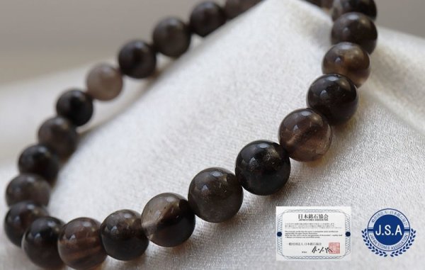 画像3: 【日本銘石】ブレス　山梨黒平黒水晶　〈山梨県〉　丸　約8mm　草入り　浄化　魔除け　邪気払い　天然石　品番：6164