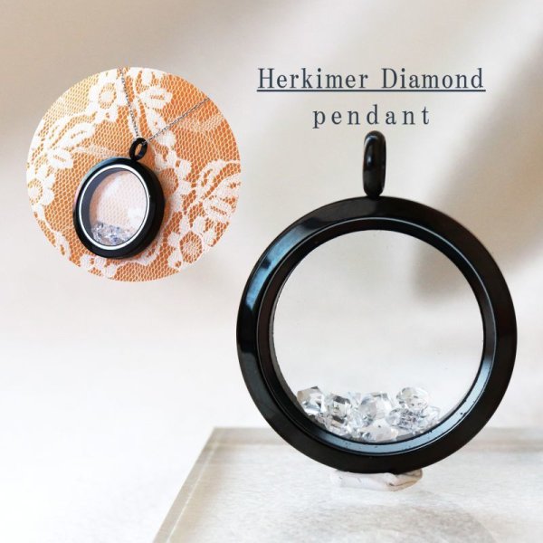 画像1: ペンダントトップ　ハーキマーダイヤモンド　ブラック　夢見の石　さざれ　夢を現実化　出産のお守り　品番：12341