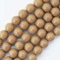 連　北投石　(イエローグレー)　茶色　丸　16mm　ラウンド　健康　美容　血行促進　薬石　マイナスイオン　リラックス　品番： 12444