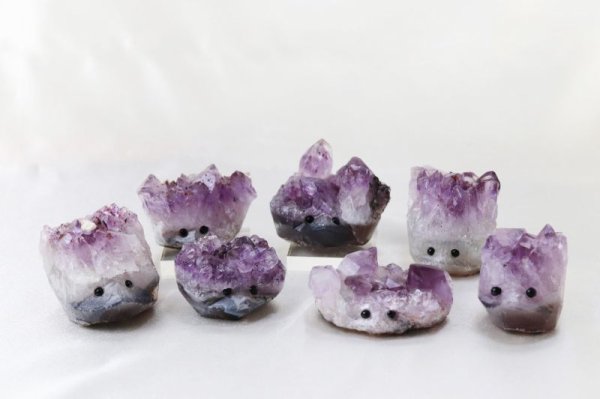 画像3: 置物 アメジスト ハリネズミ パープル 紫水晶 原石 癒し 浄化 インテリア 彫り物 2月の誕生石・誕生木 品番: 12675
