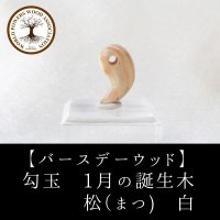 【バースデーウッド】勾玉　1月の誕生木　松（まつ)　白　日本製　荘厳　永遠　繁栄　パワーズウッド　品番：12833