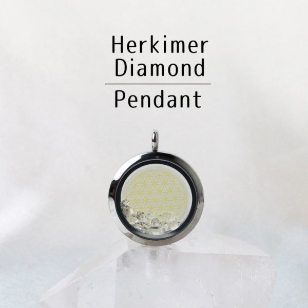 画像1: ペンダントトップ　シルバー　ハーキマーダイヤモンド　大　フラワーオブライフ　さざれ　品番：12871