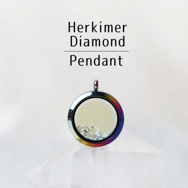 画像1: ペンダントトップ　レインボー　ハーキマーダイヤモンド　大　フラワーオブライフ　さざれ　品番：12877