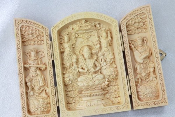 画像6: 【超特価】20個限定！　置物　木彫り　八尊仏　柘植の木彫（平型）虚空蔵菩薩・四天王(持国天・多門天・広目天・増長天)　信仰　菩薩　知恵　ヒノキ　　品番： 12936