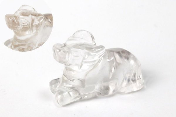 画像3: 置物　彫り物　丑（うし）　水晶　クォーツ　クリスタル　透明　浄化　魔除け　品番：12982