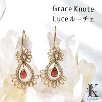 Grace Knote　グレースノート　Luce　ルーチェ　ガーネット　GL　ハンドメイド　ピアス　手編みレース　天然石　 ゴールド　品番：13129