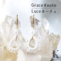 Grace Knote　グレースノート　Luce　ルーチェ　ムーンストーン　WH　ハンドメイド　ピアス　手編みレース　天然石　ホワイト　品番：13163