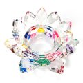 【売切セール品】クリスタルガラス　蓮花台　お皿　小サイズ　ミックスカラー　風水　置物　彫り物　品番：13307
