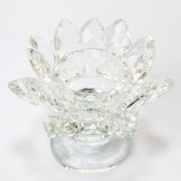 【現品限り】クリスタルガラス　蓮花台　お皿　大サイズ　カラー無し(透明)　風水　置物　彫り物　※割引クーポン・ポイント付与対象外　品番：13316