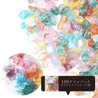 さざれ　爆裂水晶　クラック水晶　7カラー　小分けパック　オリジナルパッケージ付　100gパック　浄化　開運　厄除け　品番： 13678