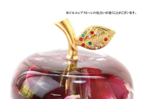 画像4: 置物　プリンセスアップル　ワインカラー　ローズクォーツ　さざれ石入り　金箔　国産バラ　ドライフラワー　 風水　開運　幸福　幸運　品番： 13862