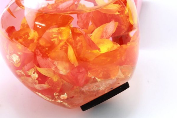 画像3: 置物　プリンセスアップル　ラッキーカラー　シトリン　さざれ石入り　金箔　国産バラ　ドライフラワー　 風水　開運　幸福　幸運　品番： 13943