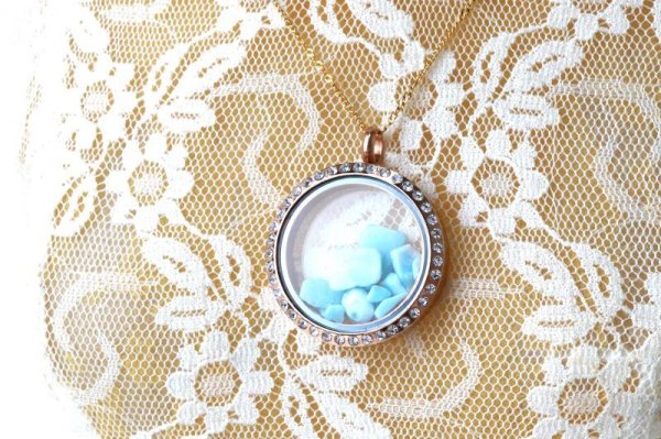 画像4: ペンダントトップ　ラリマー　石有ピンクゴールド　さざれ　浄化　不安をやわらげる　ヒーリング　創造性　品番：14113