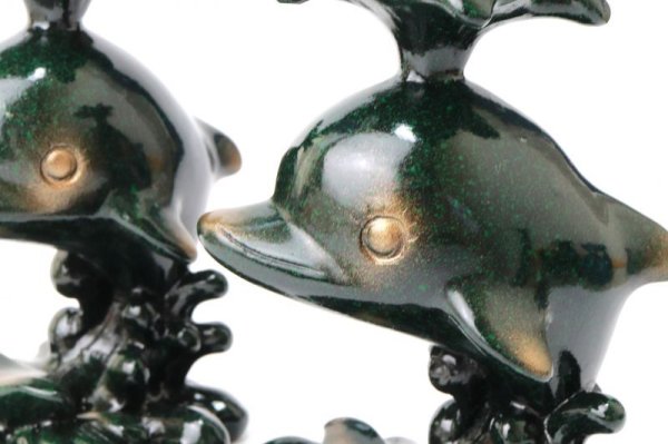 画像4: 丸玉台　台座　イルカ　いるか　グリーン　緑　約10cm　1個　樹脂　幸運　愛　平和　丸玉台座　ディスプレイ　品番： 14118