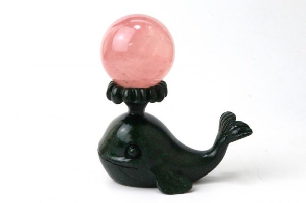 画像4: 丸玉台　台座　クジラ　鯨　くじら　グリーン　緑　約6cm　1個　樹脂　強運　幸福　丸玉台座　ディスプレイ　品番： 14116