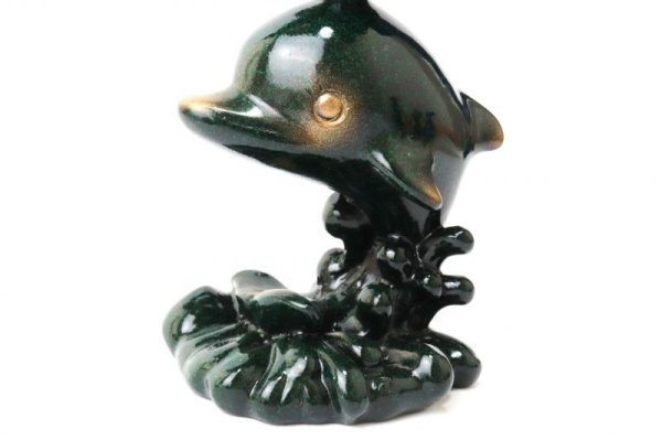 画像3: 丸玉台　台座　イルカ　いるか　グリーン　緑　約10cm　1個　樹脂　幸運　愛　平和　丸玉台座　ディスプレイ　品番： 14118