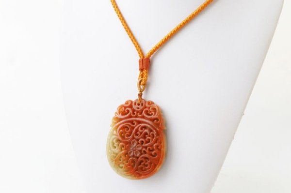 画像5: ネックレス　オレンジ翡翠　お花　唐草　橙色　ひすい　人生　成功　達成　お守り　【一点物】　品番：13547