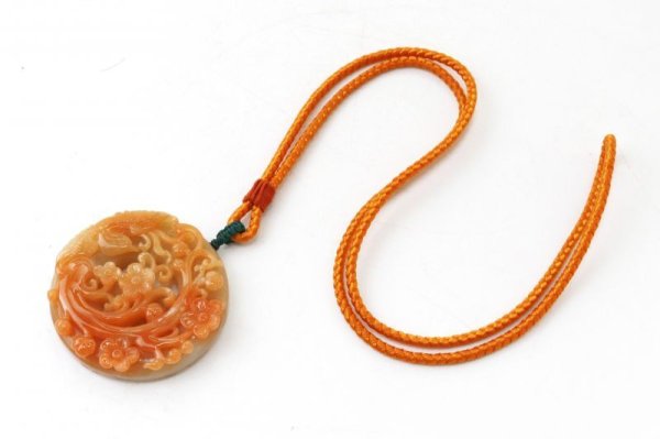 画像8: ネックレス　オレンジ翡翠　お花　鳥　橙色　ひすい　人生　成功　達成　お守り　【一点物】　品番：13548
