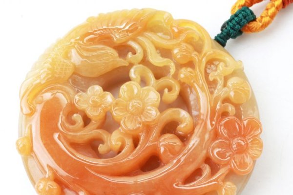 画像3: ネックレス　オレンジ翡翠　お花　鳥　橙色　ひすい　人生　成功　達成　お守り　【一点物】　品番：13548