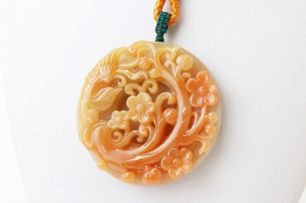 画像6: ネックレス　オレンジ翡翠　お花　鳥　橙色　ひすい　人生　成功　達成　お守り　【一点物】　品番：13548
