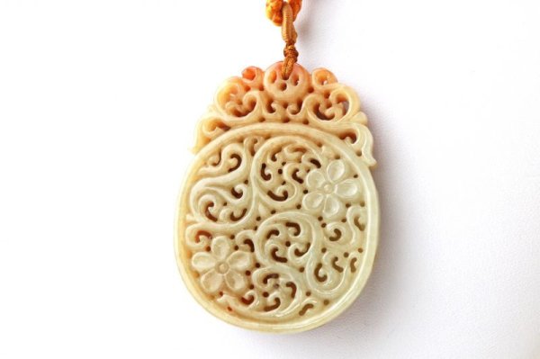 画像7: ネックレス　オレンジ翡翠　お花　唐草　橙色　ひすい　人生　成功　達成　お守り　【一点物】　品番：13547