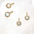 ペンダントトップ　バースデー　6月　ムーンストーン　18金ゴールド　3mm　スリランカ産　天然石　ジュエリー　品番：14284