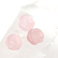 【一粒売り】　バラ石　バラ彫物　ローズクォーツ　約10mm　ビーズ　彫刻パーツ　恋愛　美しさ　ピンク　天然石　品番： 7603