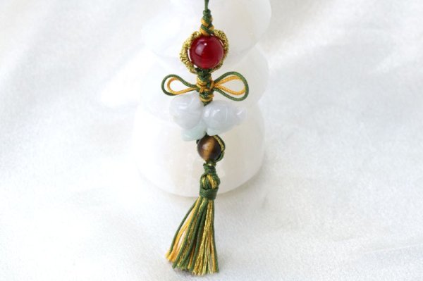 画像3: 2022年　干支ストラップ　寅（とら）　翡翠　緑　グリーン　タイガーアイ　チェリーアンバー　開運　幸運　お守り　天然石　品番：14490