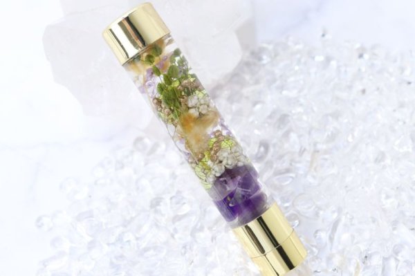 画像4: ハーバリウム　アロマ スタンプ　ラベンダー×アメジスト　さざれ入り　交換用印面1個付き　日本製　マスク　花粉症 　オリジナル　リラックス　品番：14496