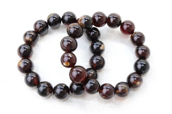 画像6: ブレス　タイガーアンバー　丸　約14mm　インドネシア産　アンバー　スマトラ琥珀　植物の化石　品番：14537